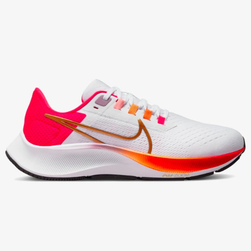 Nike Air Zoom Pegasus 38 Women's Running Shoes, White/Red/Orange/Gold